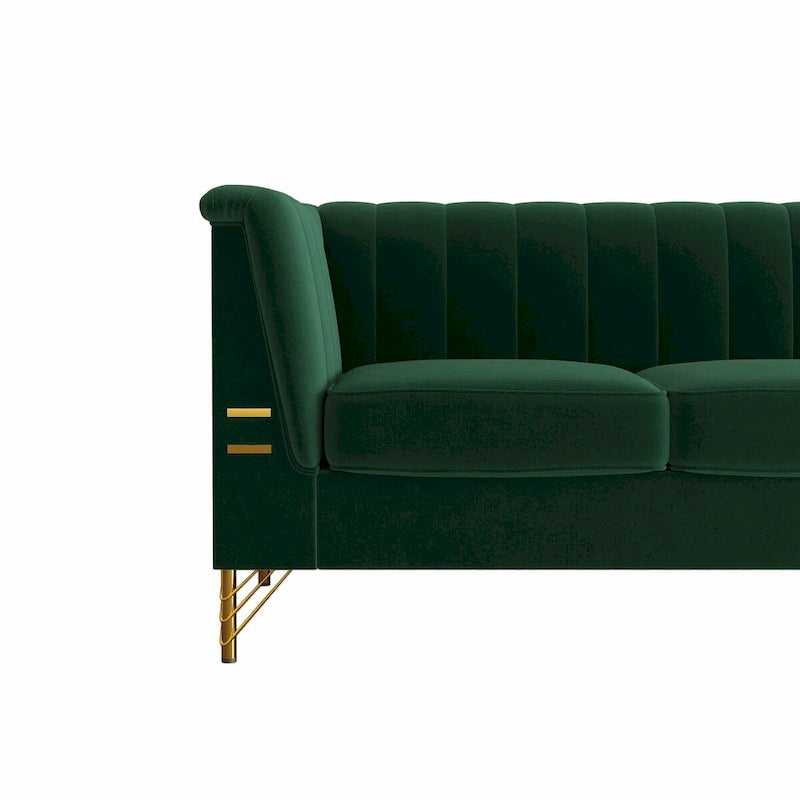 Canapé en velours de 209,9 cm de style Chesterfield