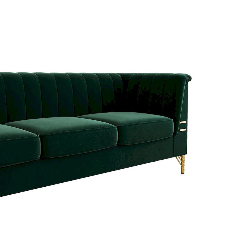 Canapé en velours de 209,9 cm de style Chesterfield