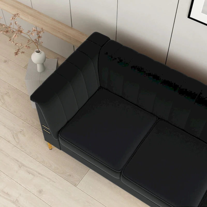Canapé en velours de 209,9 cm de style Chesterfield