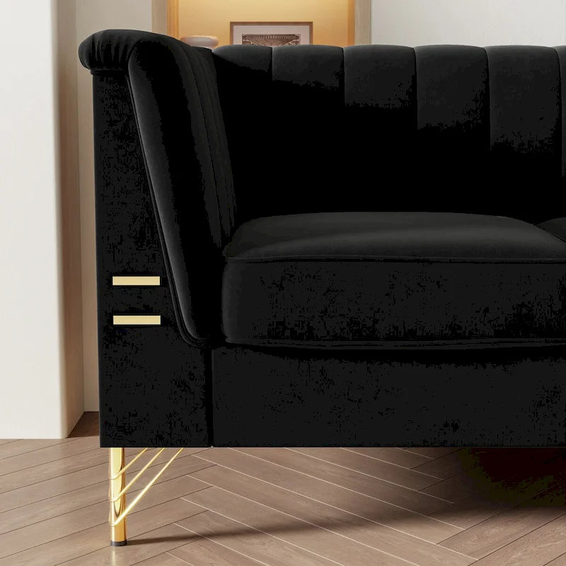 Canapé en velours de 209,9 cm de style Chesterfield