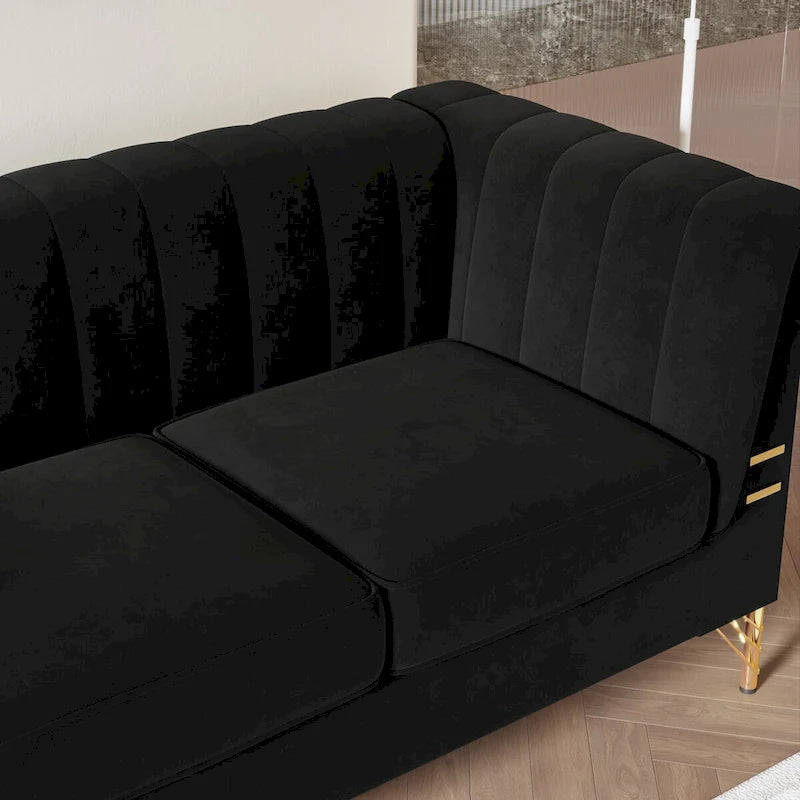Canapé en velours de 209,9 cm de style Chesterfield