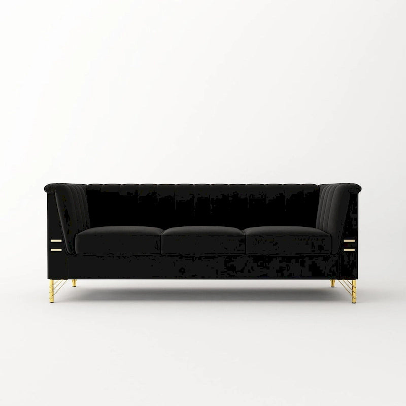 Canapé en velours de 209,9 cm de style Chesterfield