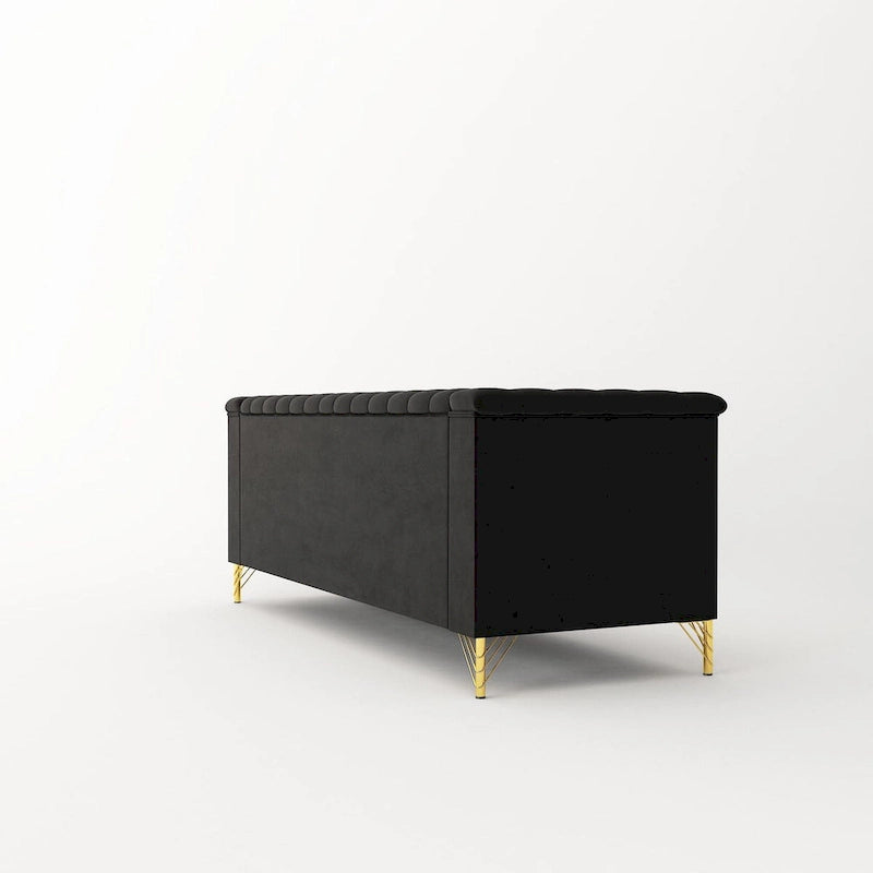 Canapé en velours de 209,9 cm de style Chesterfield