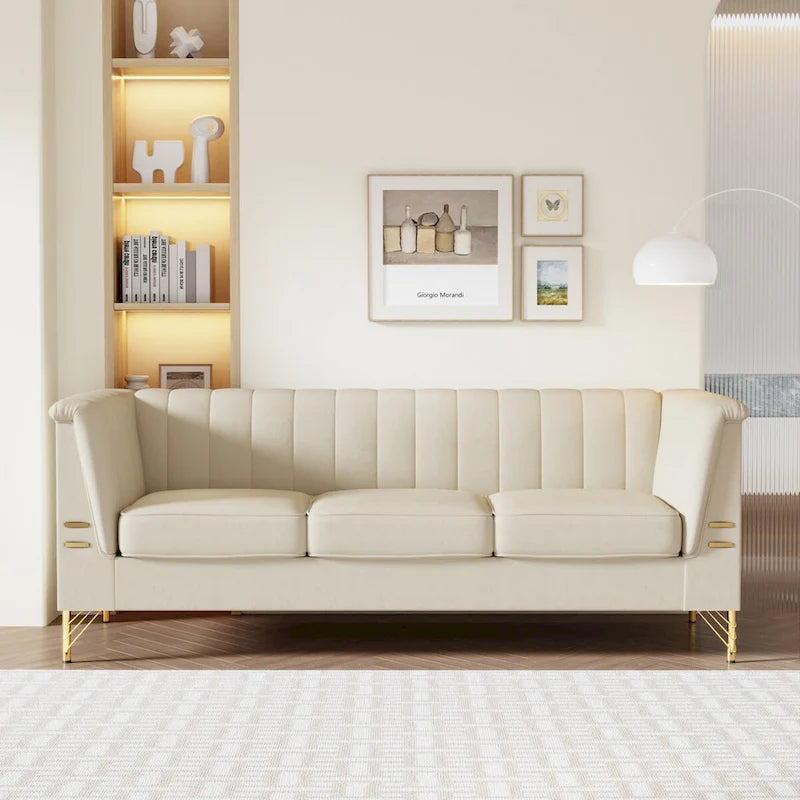Canapé en velours de 209,9 cm de style Chesterfield