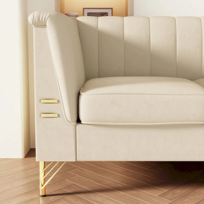 Canapé en velours de 209,9 cm de style Chesterfield