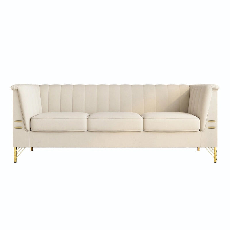 Canapé en velours de 209,9 cm de style Chesterfield