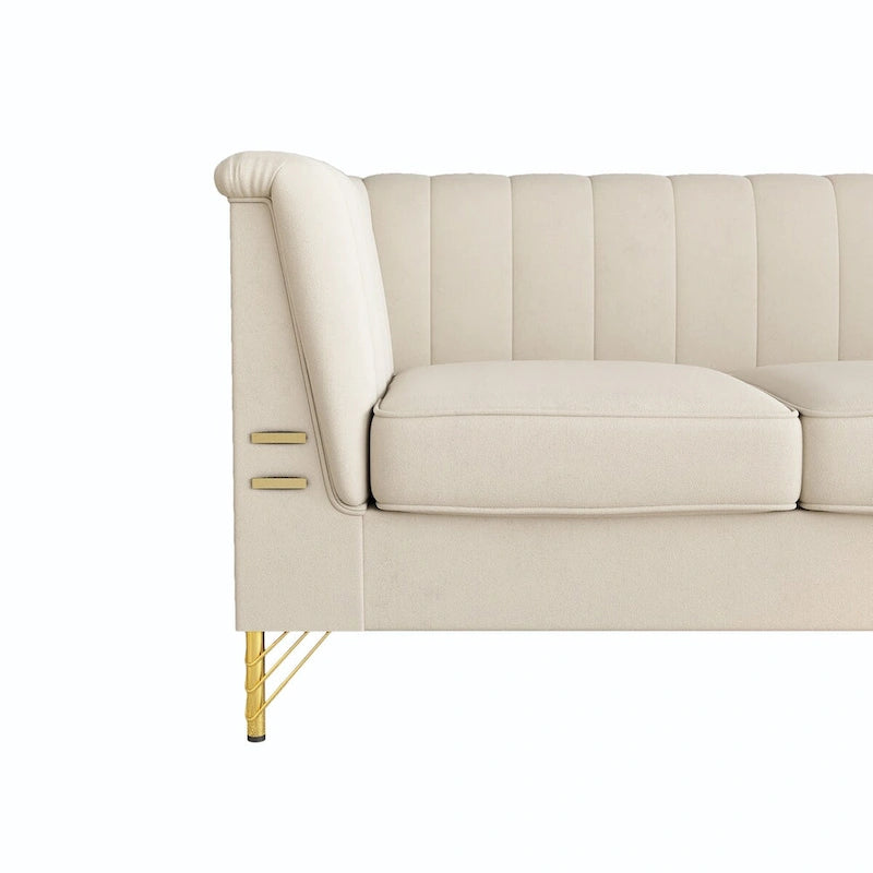 Canapé en velours de 209,9 cm de style Chesterfield