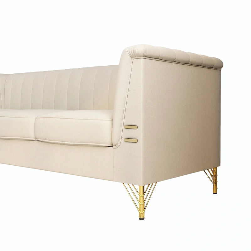 Canapé en velours de 209,9 cm de style Chesterfield
