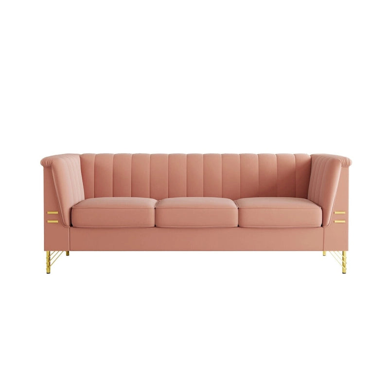 Canapé en velours de 209,9 cm de style Chesterfield