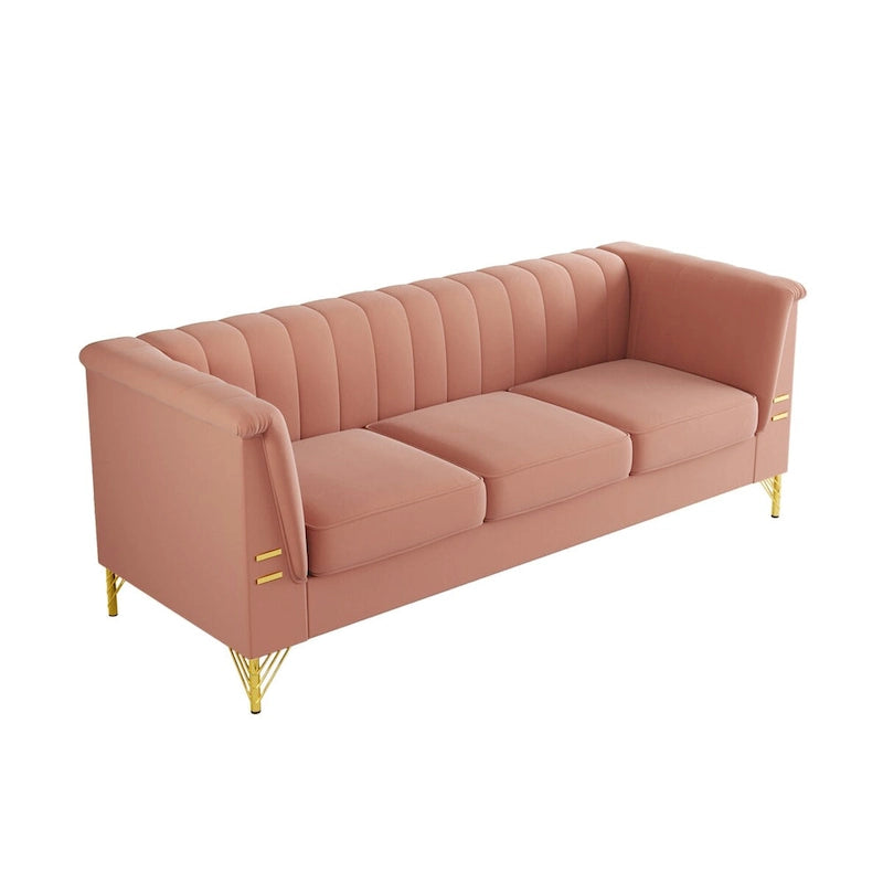 Canapé en velours de 209,9 cm de style Chesterfield