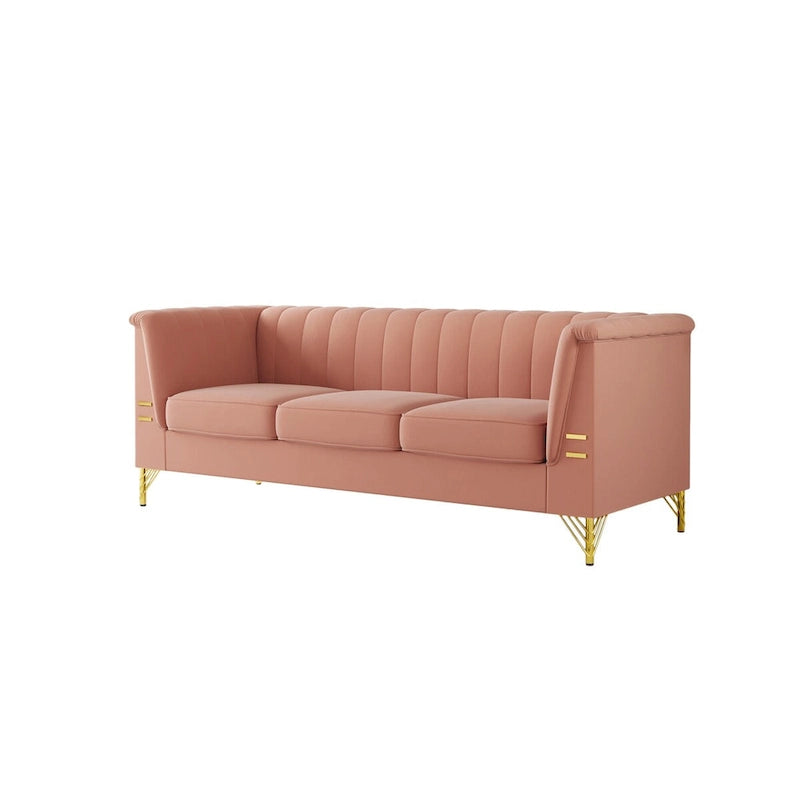 Canapé en velours de 209,9 cm de style Chesterfield