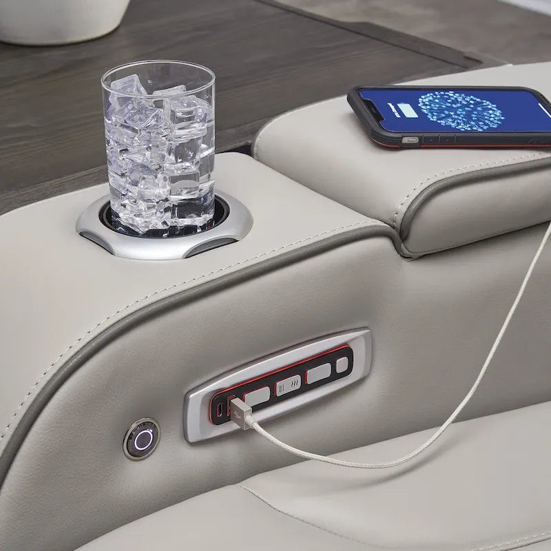 Canapé inclinable électrique avec massage pneumatique, sièges chauffants et port de charge USB