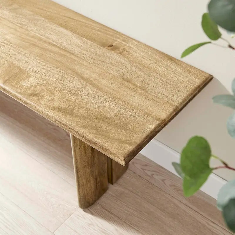 Banc de salle à manger en manguier massif de 58 po avec patins anti-rayures