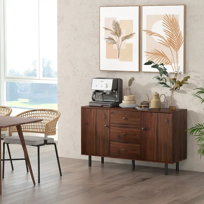 Buffet avec 2 placards, 3 tiroirs et étagères réglables