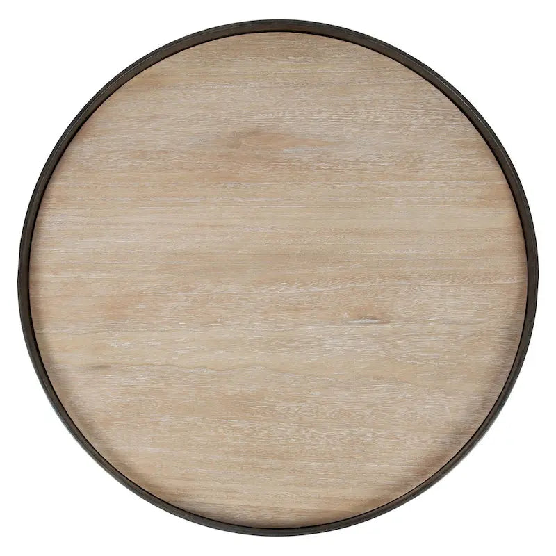 Table d'appoint ronde en métal avec plateau de type « plateau de service » et finition brossée