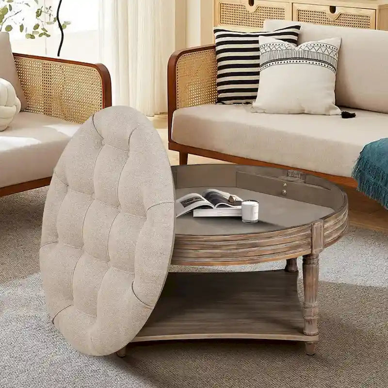 Table basse repose-pieds ronde large