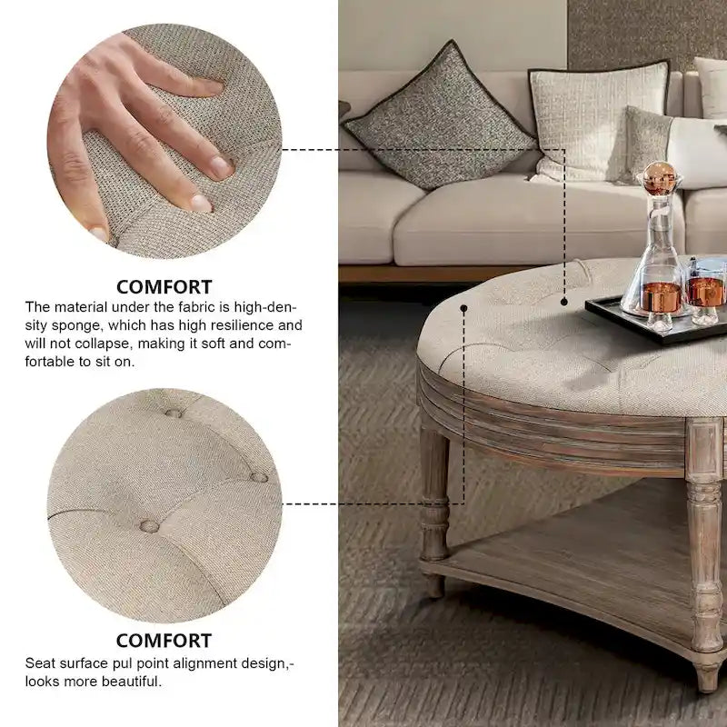 Table basse repose-pieds ronde large