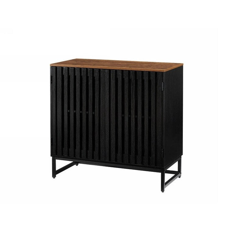 Meuble de rangement vintage à lattes rayé avec étagère réglable