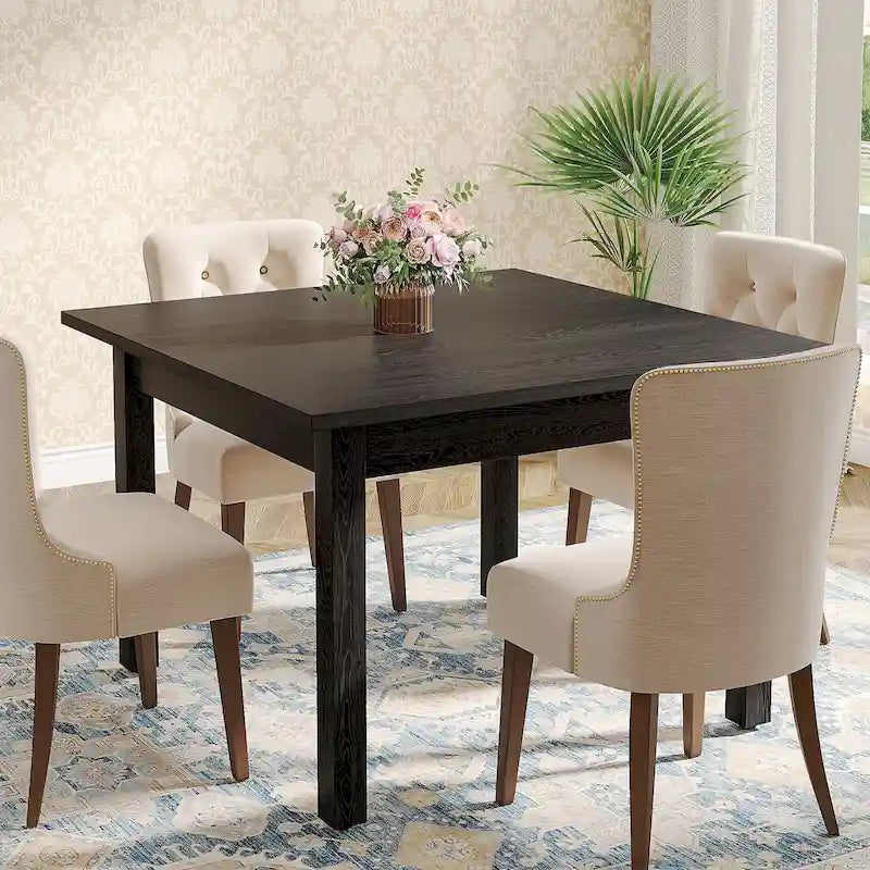 Table à manger carrée de 100 cm pour 2 à 4 personnes avec pieds en bois massif pour salon et salle à manger