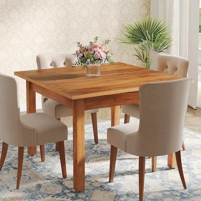 Table à manger carrée de 100 cm pour 2 à 4 personnes avec pieds en bois massif pour salon et salle à manger